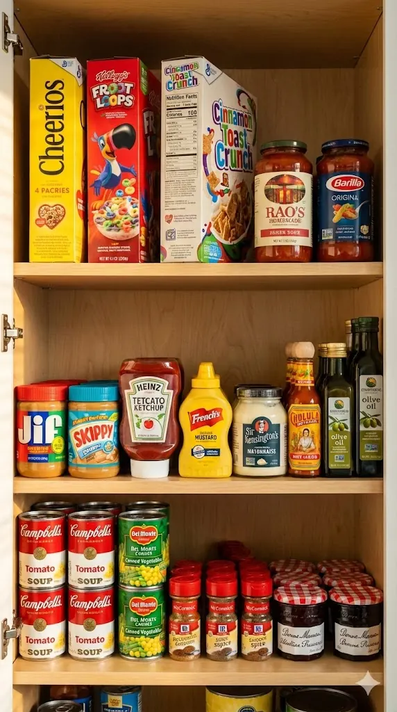 Pantry shelf with a reviewable visual inventory scan